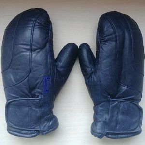 Vintage Conroy blue leather insulated mittens